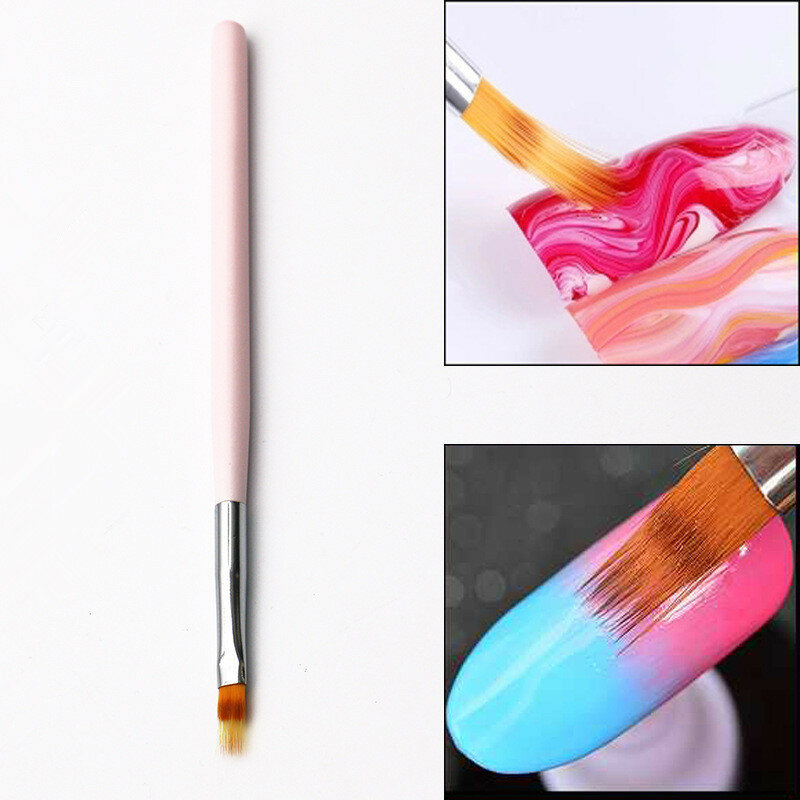 Moda unha arte gradiente escova caneta cabelo náilon uv gel polonês desenho pintura escovas macias punho de madeira transferência manicure ferramentas