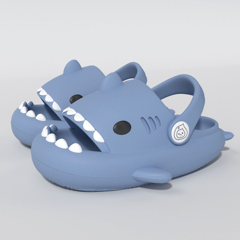 Sandalias antideslizantes para niños y niñas, zapatos de tiburón de dibujos animados, suela gruesa y suave, Verano