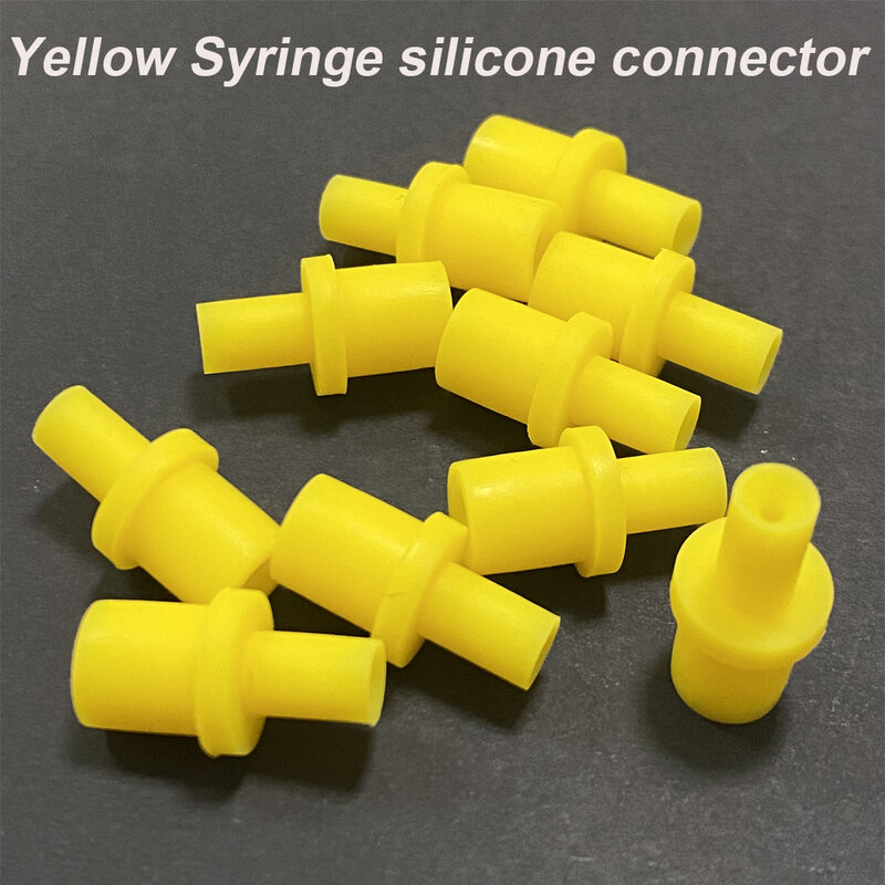 Żółta strzykawka silikonowa miękka pompująca powietrze z pustym złączem gumowym 4 4.0 4mm wkład atramentowy urządzenia do oczyszczania ciss