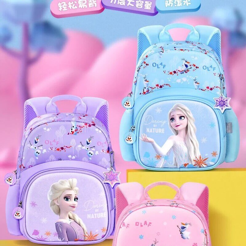MINISO-Mochila leve para meninas, bolsa de desenhos animados, gelo e neve, princesa Elsa, jardim de infância, romance