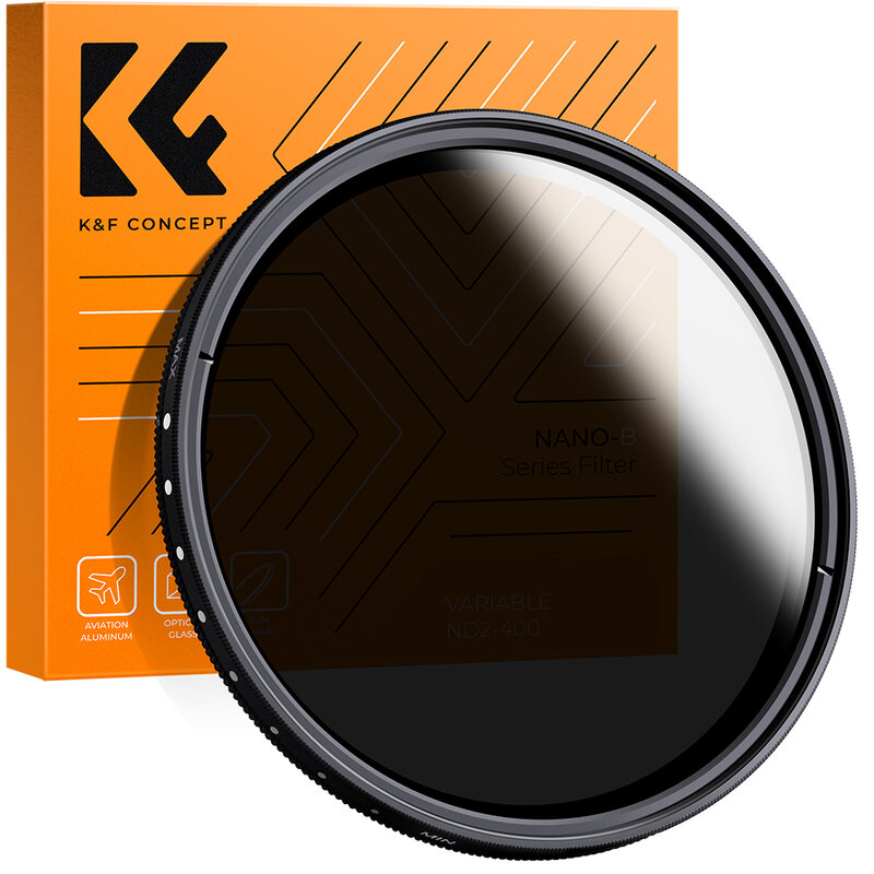 K & f concept 58mm ND2-ND400 variable nd filter neutrale dichte einstellbare filter für canon nikon dslr kameras mit reinigungs tuch