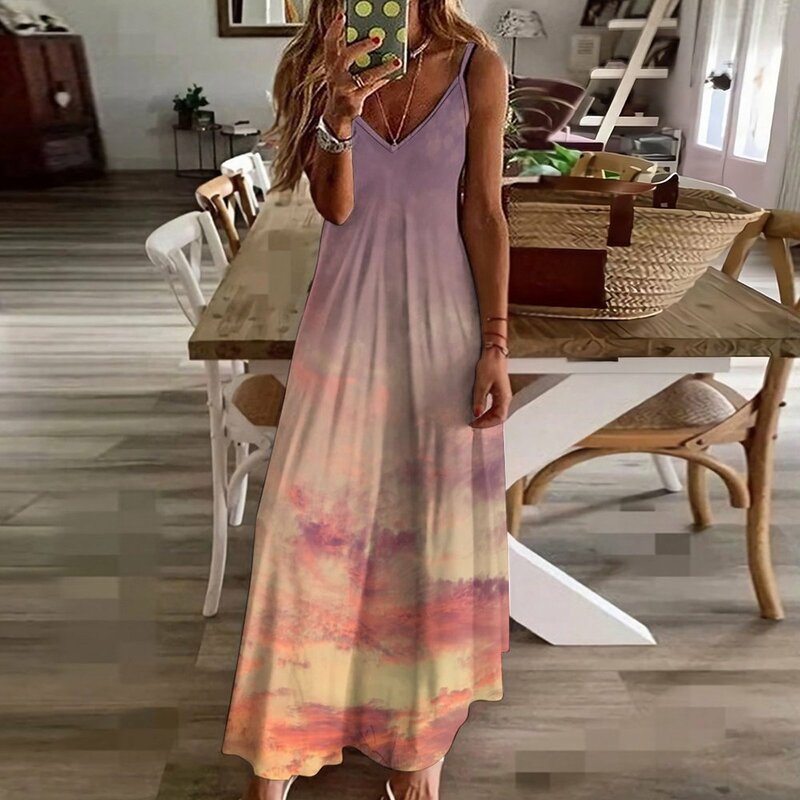 Warm Sunset Sleeveless Dress Woman dresses prom dresses Women's summer long dress