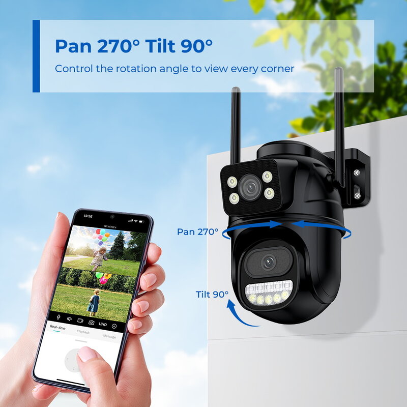 4K 8mp Ptz Wifi Camera Dual Lens Dual Screen Ip Camera Outdoor 4mp Hd Auto Tracking Beveiliging Cctv Surveillance Icsee