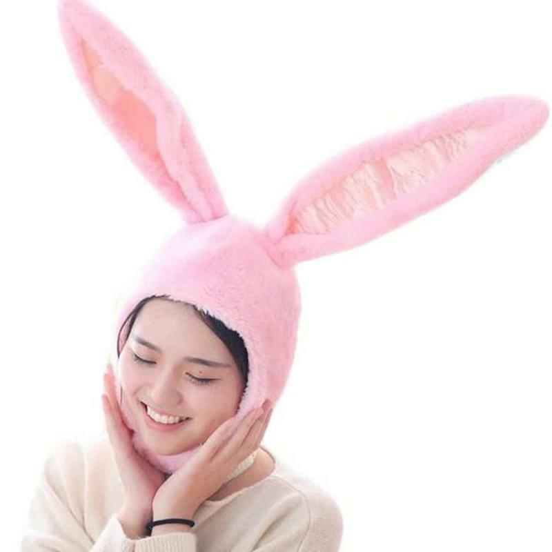 Engraçado Plush Bunny Ears Hood Hat para homens e mulheres, traje Cosplay Oriental, Headwear, Halloween Party Props, acessório bonito, coelho