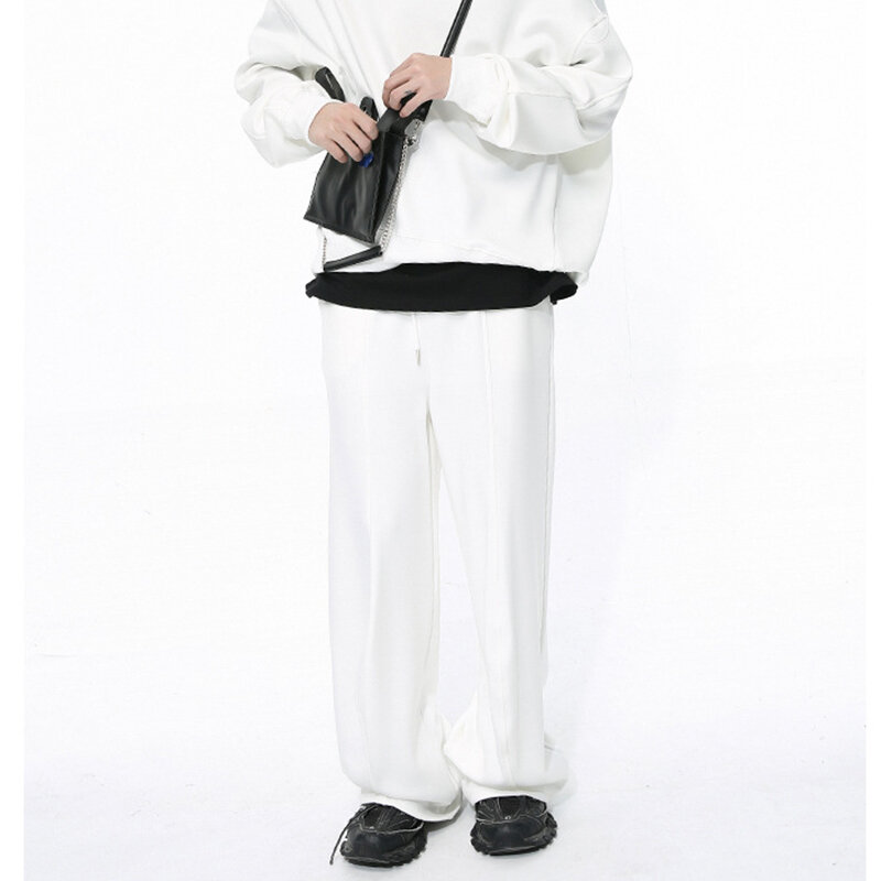IEFB Dwuczęściowy zestaw Nowe modne spodnie dresowe Dwuczęściowy garnitur z długim rękawem Okrągły dekolt Top Spodnie z prostymi nogawkami Koreański 9C52100