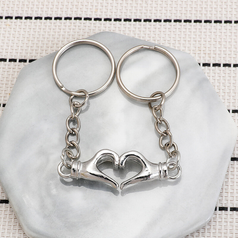 Gantungan kunci Pasangan 1 pasang gantungan kunci hati cinta gantungan kunci kekasih untuk pembuatan perhiasan Diy hadiah Hari Valentine