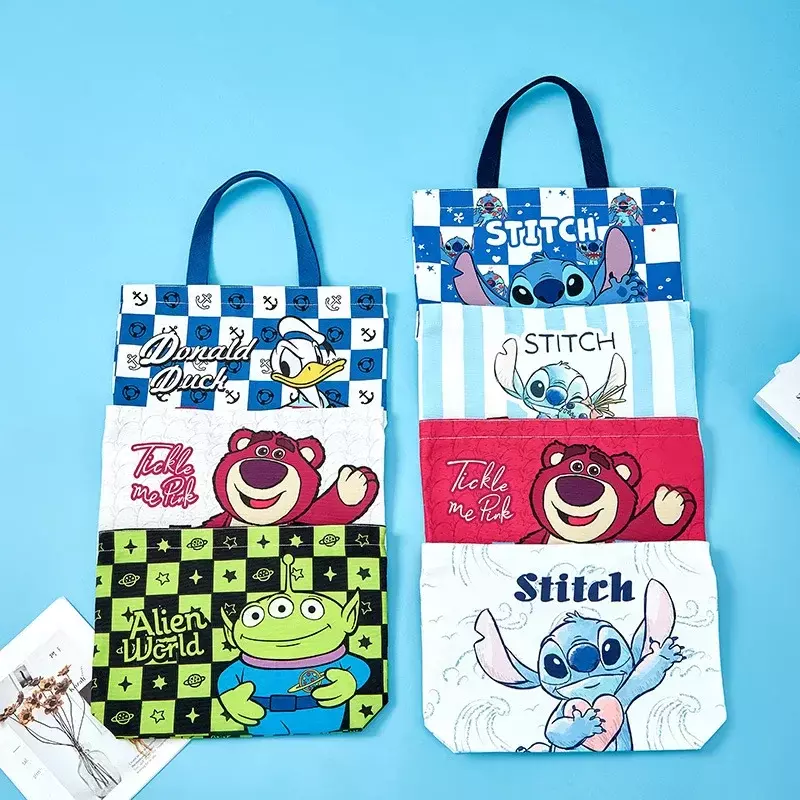 New Disney Stitch Women's Shoulder Bag Girls Cartoon Cute Canvas Tote Bag Student Large Capacity Book Storage Class Tutoring Bag