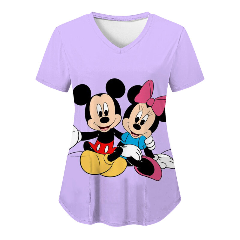 Pocket Top Frauen-Shir T-Shirt Pflege Uniform T-Shirts Disney Frau Kleidung lustige T-Shirts Store Tops Traf T-Shirt Verkehr 2024