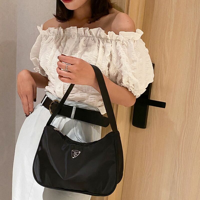 Korean Fashion Very Peri Mini Hand Bag Women Single Shoulder Underarm Bag Messenger Bag Wide Shoulder Strap Nylon Bag