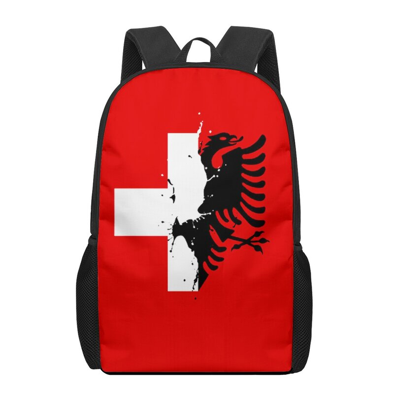 Republic of Albania Flag Children School Bag for Toddler Printing Kid's Backpack Schoolbag Shoulder Bag Boys Girls Book Bags