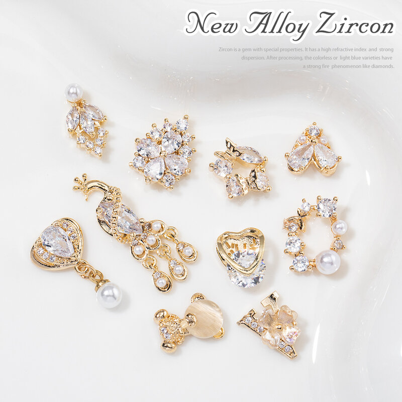 HNUIX-Accesorios de manicura con diamantes de imitación, 2 piezas, para decoración de uñas, con diamantes de circonia, 2022