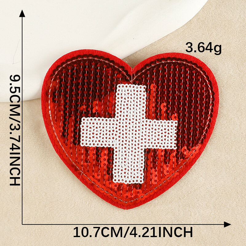 2024 New Circular Shoes Heart Embroider Fabric Patch Label Heat Sticker for Cloth Hat Jeans Backpack Sew Adhesive Emblem Logo