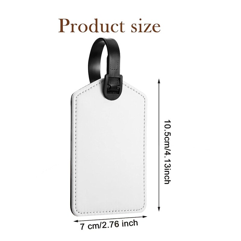 20Pack Sublimation Blanks Luggage Tags PU Leather Heat Transfer Bag Tags For Travel Suitcase Sports Bags Holder
