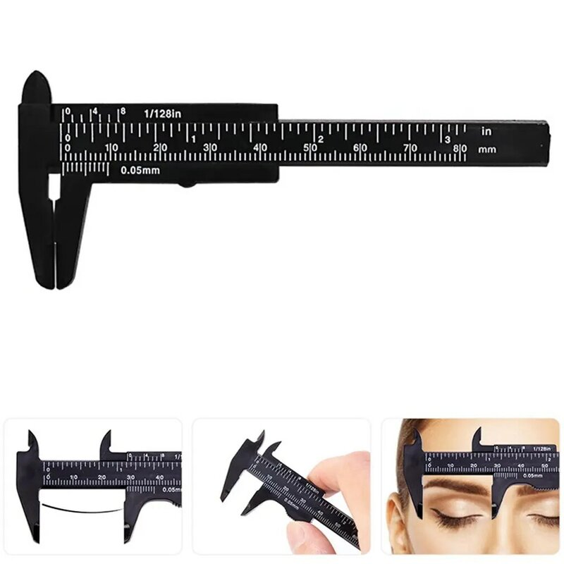 Régua de medição plástica para sobrancelha portátil, dupla escala, régua, maquiagem permanente, ferramentas de medição, 80mm, novo