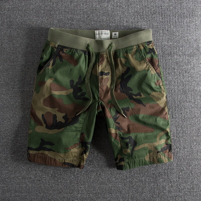 Heren Zomer Casual Shorts Retro Stijl Gewassen Katoenen Shorts Camouflage Outdoor Shorts Losse Strand Shorts