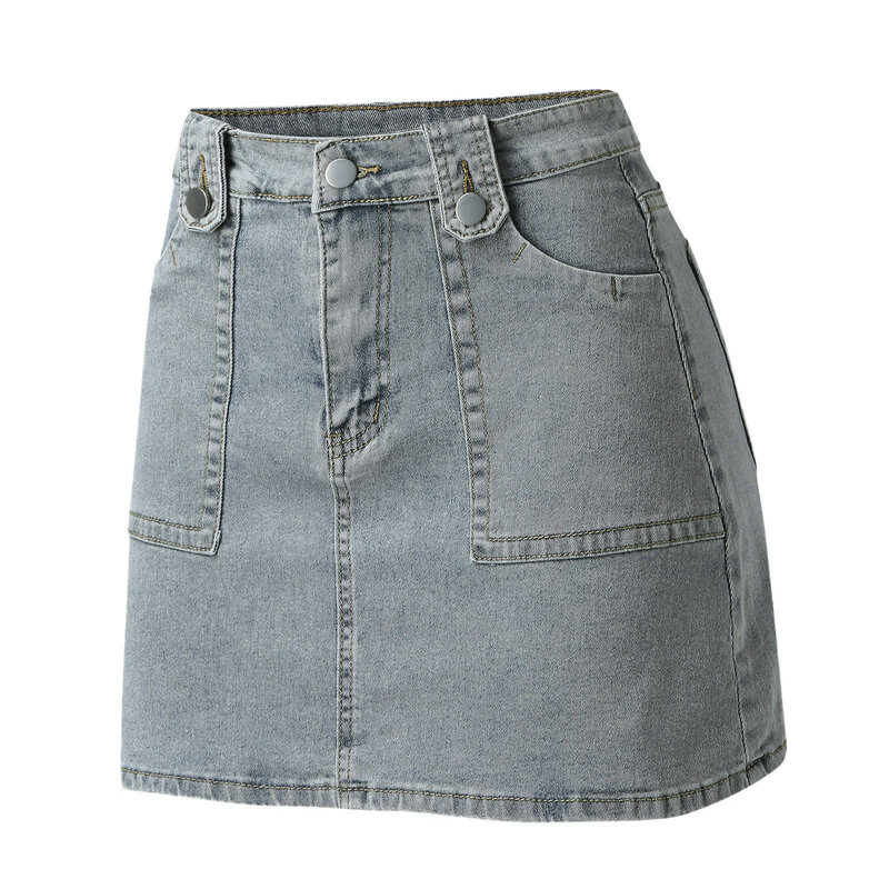 Women's Jeans Skirt Korean Style Mini Denim Skirt Casual Vintage Low Waist Straight Short Skirt Summer Harajuku Streetwear 2024
