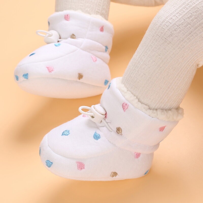 Zapatillas de nieve bordadas de colores para recién nacido, zapatos antideslizantes con suela suave para primeros pasos, para invierno