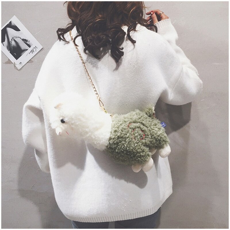 JOBag-Sac messager adorable mouton mignon pour fille, décoration de voyage, jouet en peluche, sac pour téléphone, 36cm