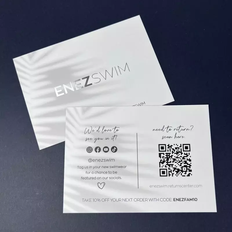 Tarjeta de agradecimiento de lujo, lámina plateada con impresión personalizada, tarjeta de inserción personalizada para pequeños negocios, producto personalizado, mejor precio