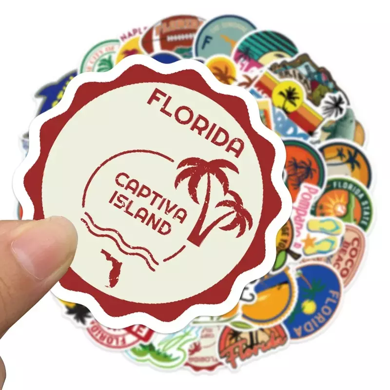 50 Stuks Cartoon Florida Graffiti Sticker Koffers Laptop Mobiele Telefoon Gitaar Waterbeker Helm Skateboard Waterdicht Sticker