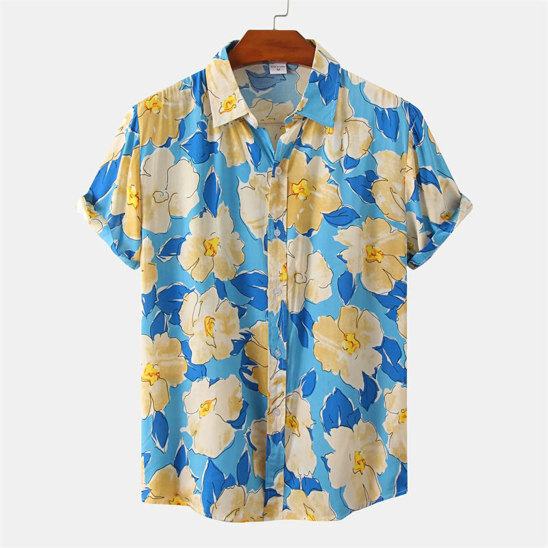 남성 디자이너 의류 스트라이프 프린트 셔츠, 오버사이즈 여름 2024 여행, 하와이 해변 하라주쿠 스트리트 카미사 마스큘리노
