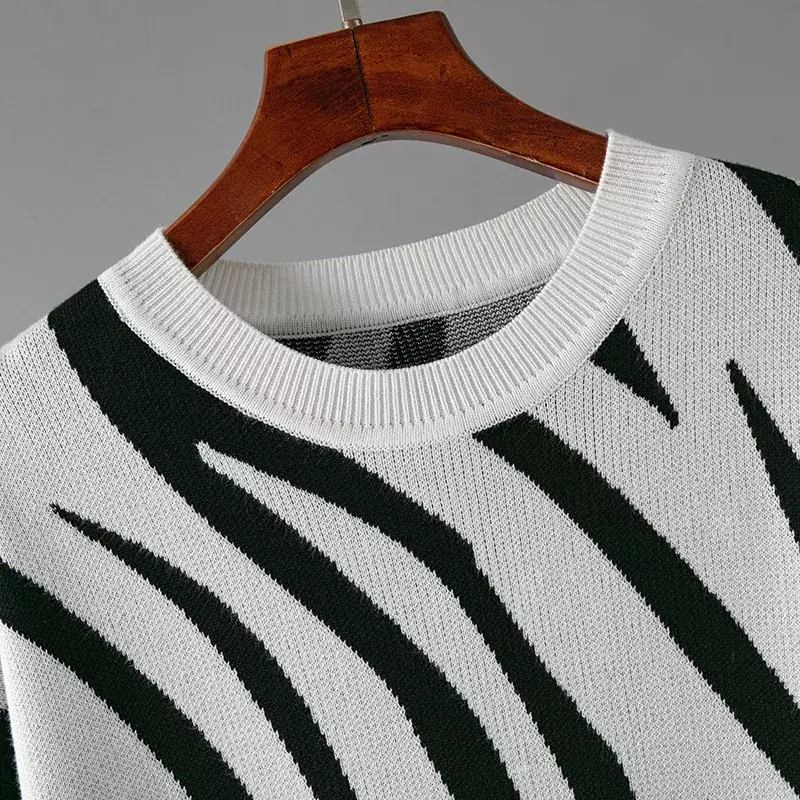 Lässiger locker gestrickter Pullover für Herbst/Winter Damen oberteile neue Zebra-Mode O-Ausschnitt Langarm Pullover Pullover Strickwaren
