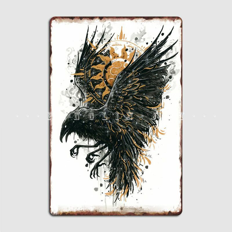 Driepotige Crow Poster Metal Plaque Club Thuis Woonkamer Aanpassen Plaques Emaille Bord Posters