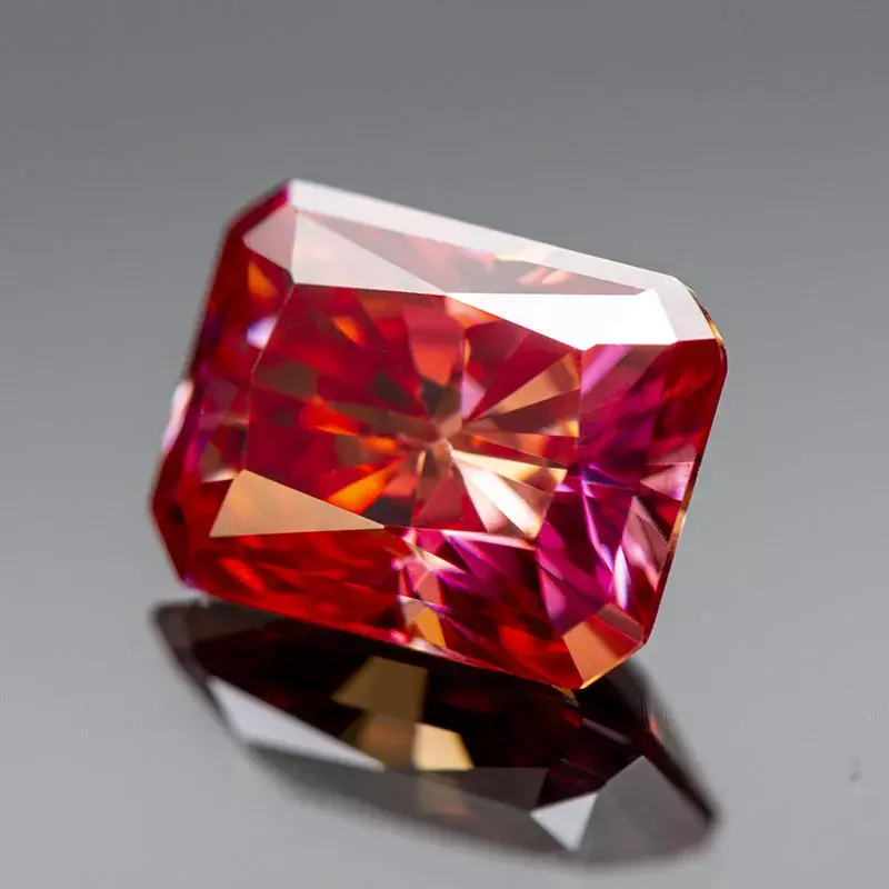 Pietra Moissanite anguria colore rosso taglio radiante pietra preziosa coltivata in laboratorio per anelli gioielli fai da te orecchini che fanno con certificato GRA
