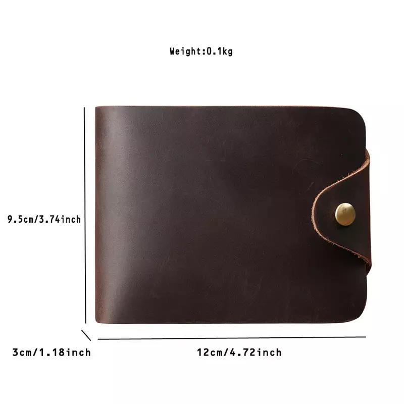Genuine Leather Men's Wallet Short Style Head Layer Cowhide Multi-card Slot Clip Coin Purse Button