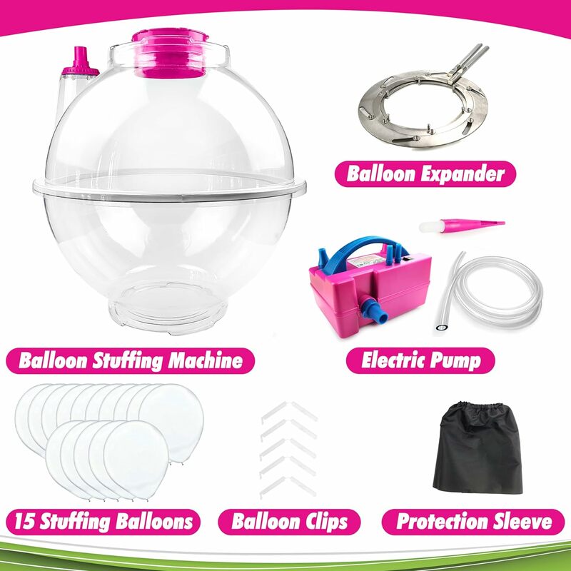 Balão Kit Recheio Máquina com Bomba de Ar Elétrica, Stuffer e Expander Tool