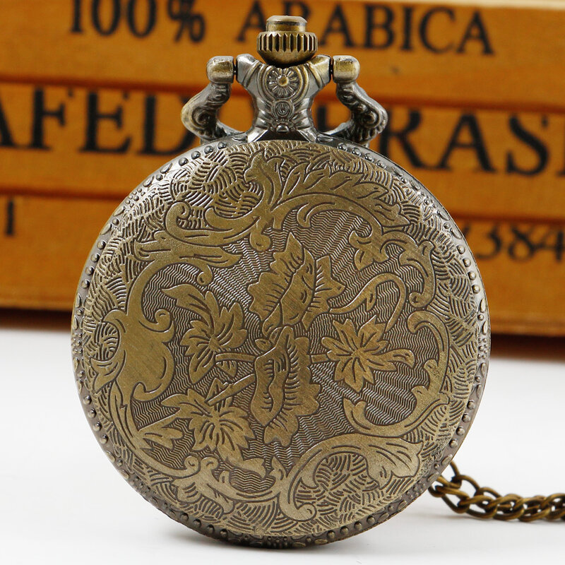 Jam tangan saku kuarsa desain naga antik Chinois kalung pria keren kepribadian Retro reloj de bolsillo