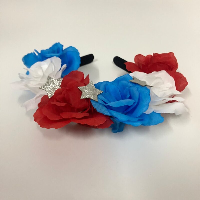Corona de flores de corona de coronación de Rey Charles, diadema de flores de Union Jack, rojo, blanco y azul para fiesta de Festival de utilería