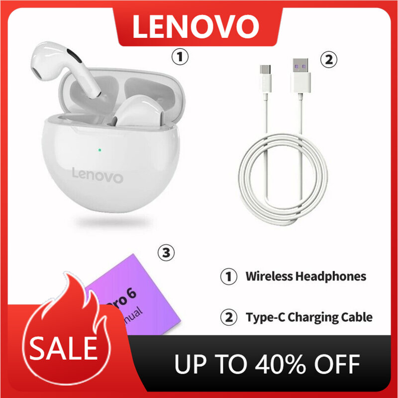 Lenovo-Écouteurs intra-auriculaires sans fil Bluetooth, écouteurs de sommeil, casque de sport, contrôle tactile, écouteurs stéréo