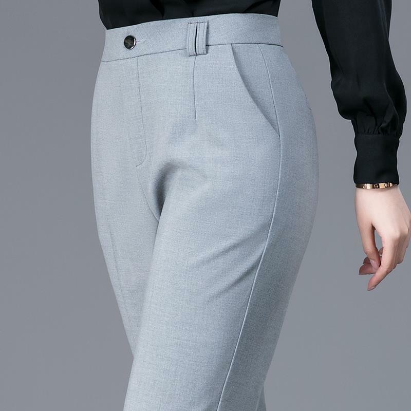 Pantalones rectos de moda coreana para mujer, pantalones casuales de cintura alta, bolsillos con botones, ropa elegante sólida para oficina, primavera y otoño