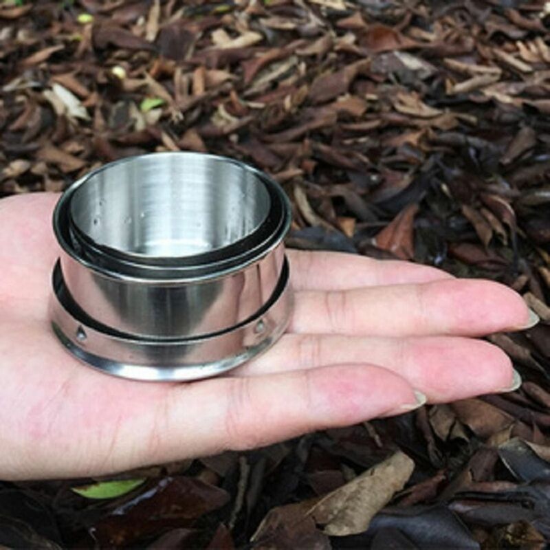 Keychain Stainless Steel Folding Cup Tableware Portable 150/250ML Retractable Cup Folded Telescopic Collapsible Cups Outdoor