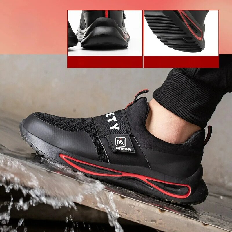 남성 안전 신발 펑크 방지 작업 신발, 경량 통기성 캐주얼 운동화 여성 보호, 신제품