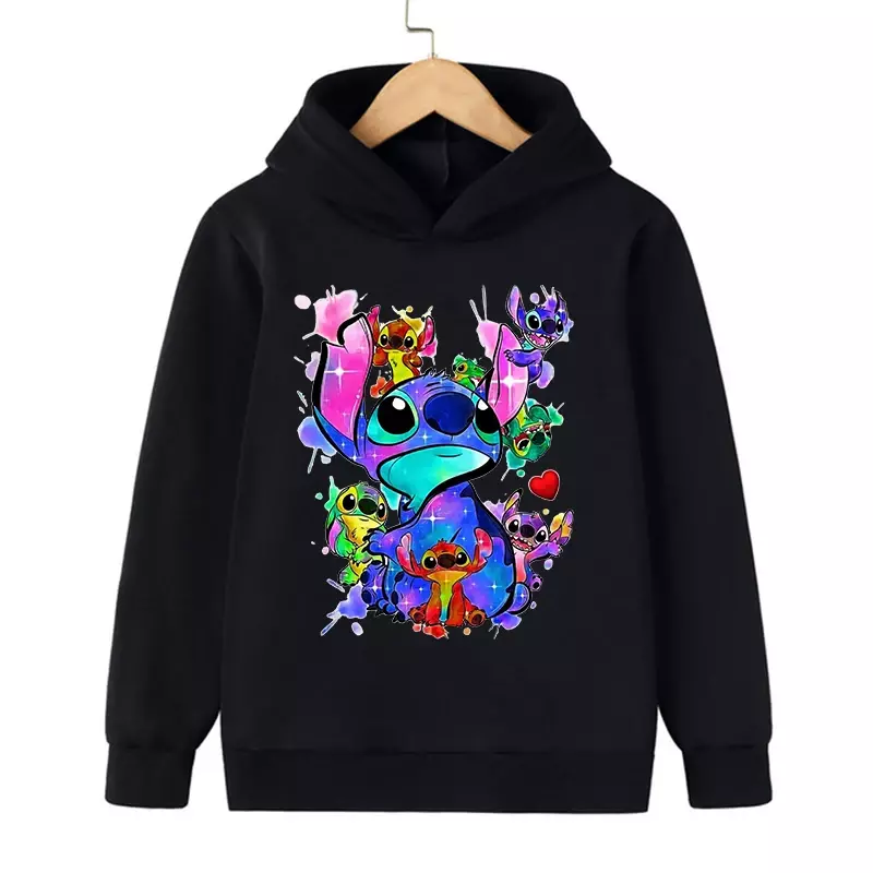 Sudadera con capucha de Disney Stitch para hombre y mujer, ropa de dibujos animados para niño, sudadera de Lilo y Stitch de Manga, Top informal para bebé, 2024