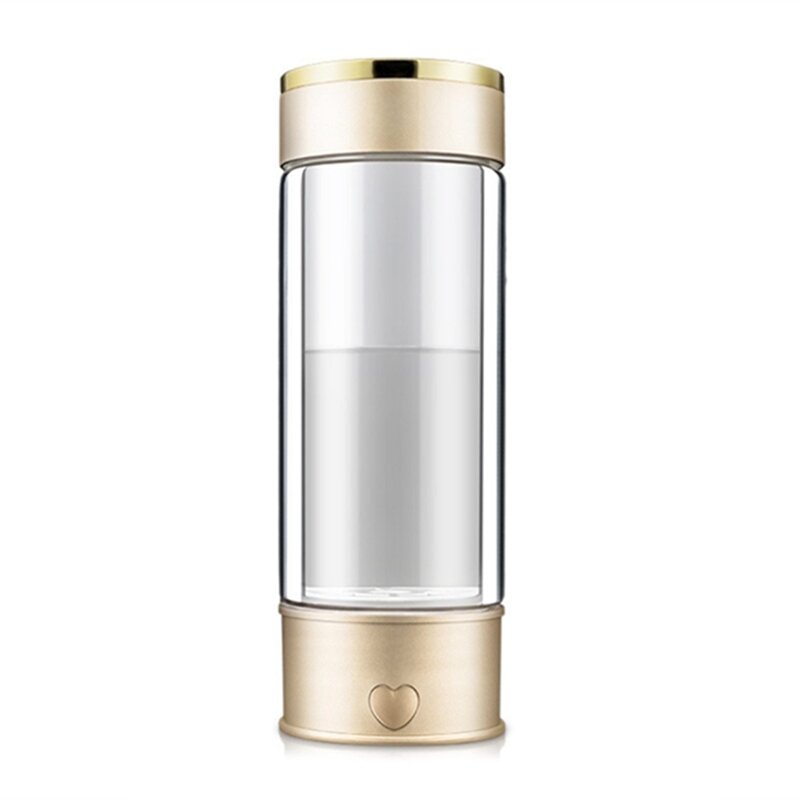 1 Piece Hydrogen Water Generator Alkaline Maker Rechargeable Gold Metal + Glass Portable Water Ionizer Bottle Super Antioxidan
