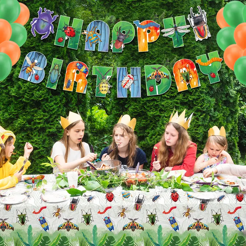 Zwierzęta kreskówkowe wiosenne owady ważki urodzinowe zestawy jednorazowe zastawy stołowe Banner Jungle Baby Shower Party dekoracje