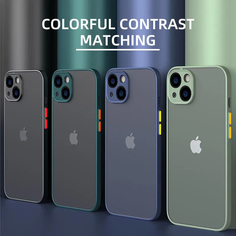Matte Phone Case for IPhone 13 12 11 14 Pro Max Mini Luxury Soft Silicone Shockproof Case for IPhone X XS Max XR 15 7 8 Plus SE