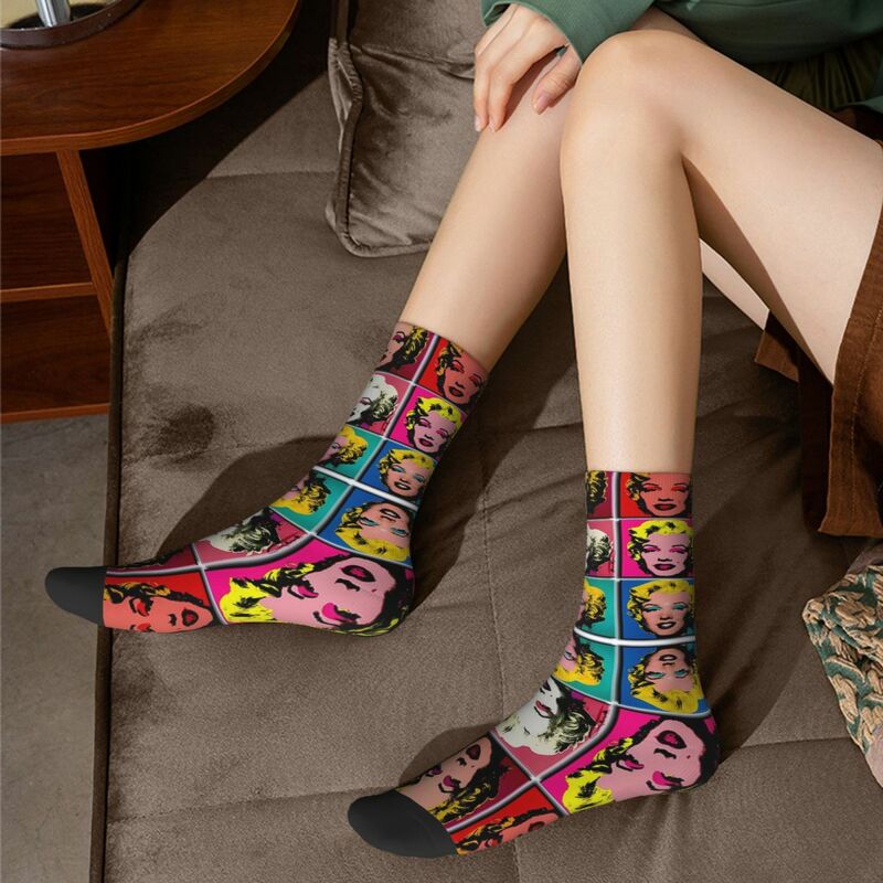 Носки MARILYN в стиле абстрактного искусства-деко, супер мягкие чулки в стиле Харадзюку, всесезонные длинные носки для мужчин и женщин, подарки