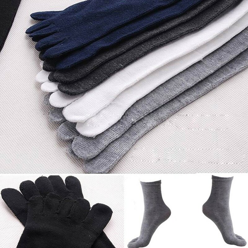 Autumn Toe Socks Mens Cotton Five-Fingers Elastic Casual Breathable Short Ankle Crew Finger Socks Male Business Solid Socks