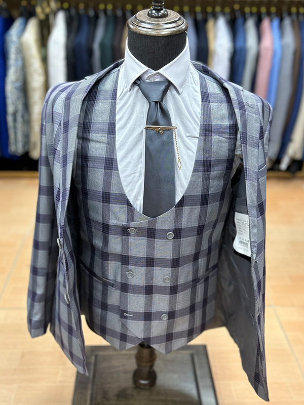 Popolare uomo matrimonio Plaid Suit formale Business Casual maschile Blazer Style Checked Slim Fit cappotto pantaloni 3 pezzi moda giacca abiti
