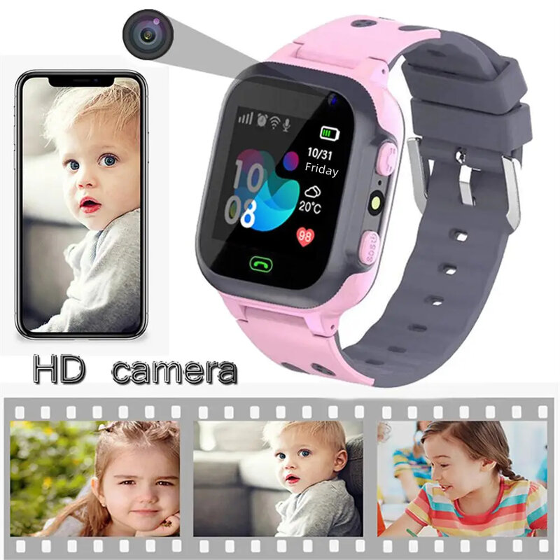 Smart Watch com Touch Screen para Crianças, Cartão SIM, Telefone de Chamada, Luz, Esporte LBS, Localização Tracker S1, Relógio, Presente da Criança