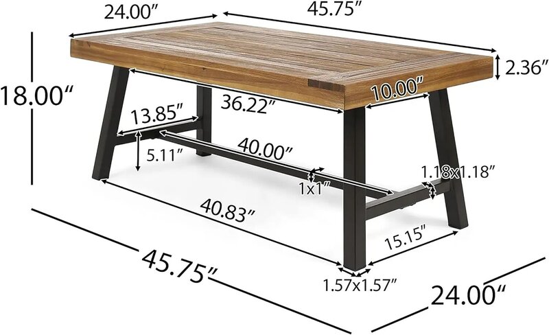 Christopher Knight mesa de café ao ar livre acácia madeira, jateamento ou metal rústico, casa