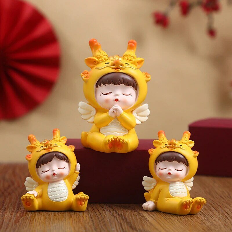 Guochao Xianglong invito Fortune Resin Craft Zodiac Mascot Car ornamento decorativo per la casa.