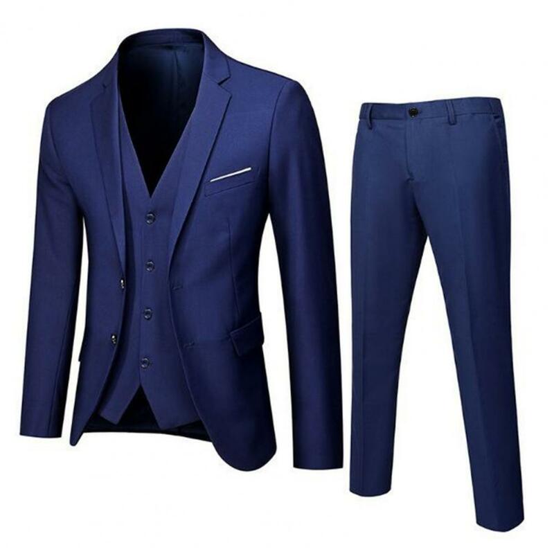 Blazer de lujo para hombre, de Color sólido traje de boda, traje de oficina de negocios, Blazer + Pantalones + chaleco, traje de novio, traje de negocios, 3 piezas