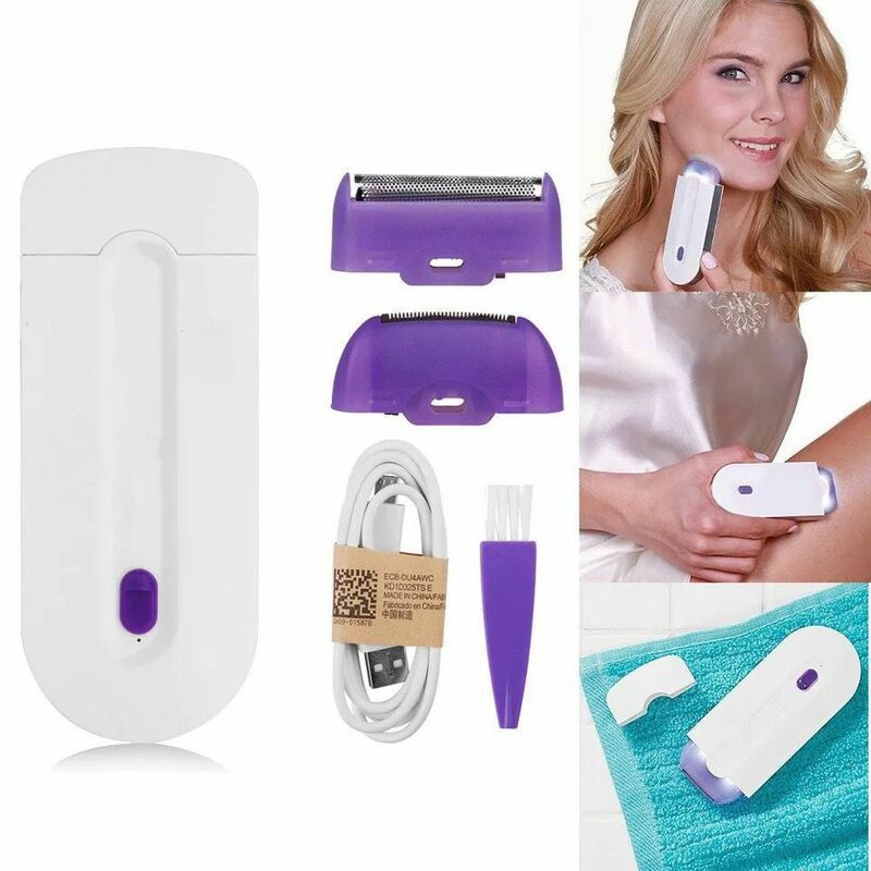 Kit de depilación indolora profesional para mujer, depiladora láser táctil recargable por USB, afeitadora de mano para cuerpo, cara, pierna, Bikini