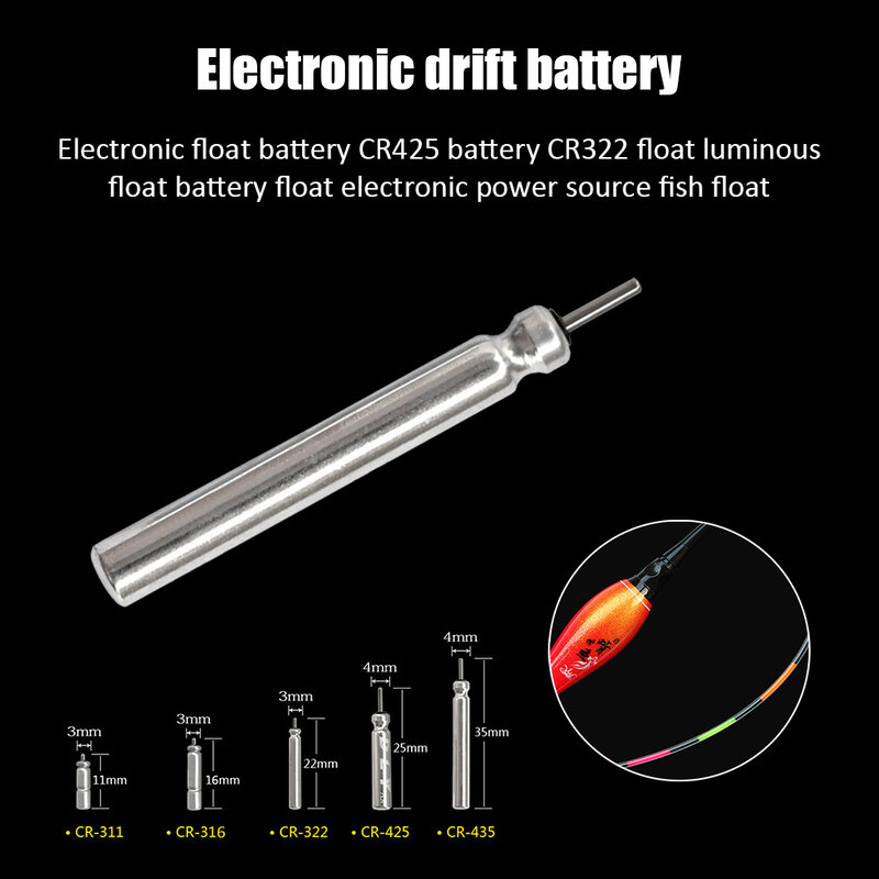 電池付き電子ナイトフィッシングフロート、発光floats、フィッシングアクセサリー、cr311、cr316、cr322、cr425、cr435、10-100pcs