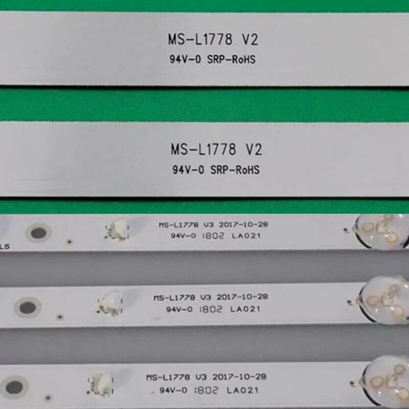 Barres d'éclairage de la nouvelle télévision MS-L1778 V2 V3 bandes de rétroéclairage pour IRBIS 55S01UD318B Tcape QVNquickB bandes règles tableau planches 10 pièces 3V